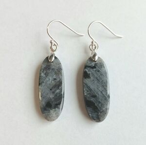Larvikite Gemstone Earrings with 925 Sterling Silver Findings